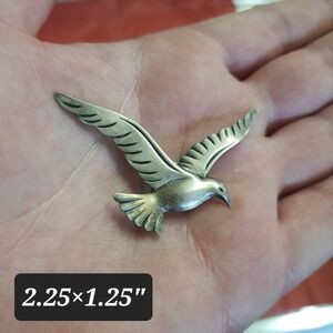 Vintage Beau Sterling Silver Seagull Bird In Flight Brooch, Lapel Pin, Signed